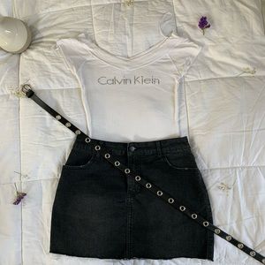 All white Calvin Klein low shoulder top ✨